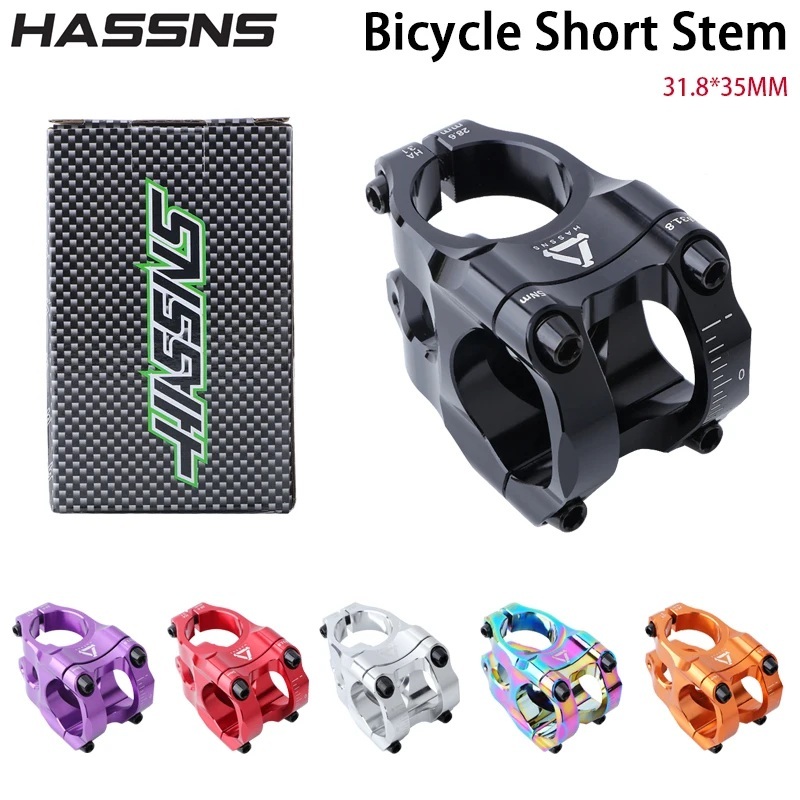 HASSNS HA31 Mountain Bike Haste 35mm Bicicleta De Estrada Curta Potência Mtb Guiador Mesa Ajustável Riser 31 8 Ciclismo