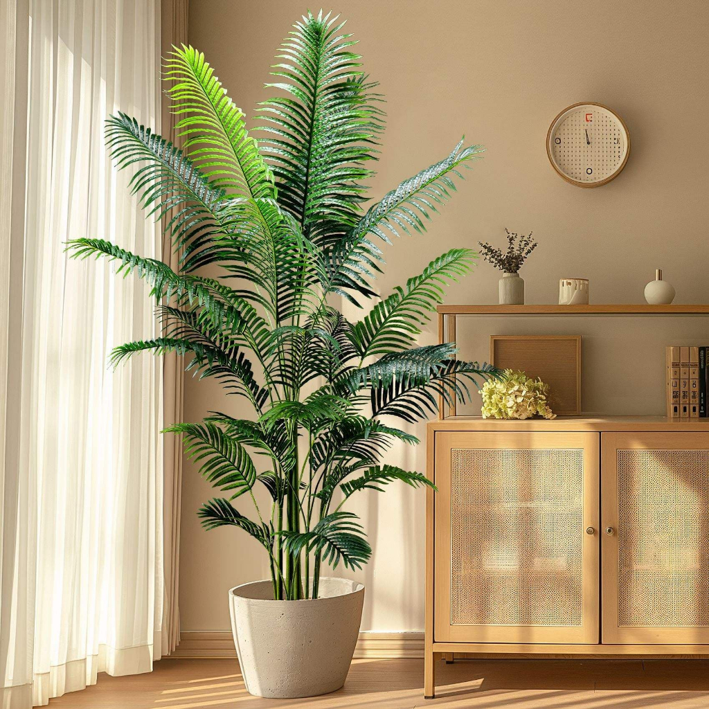 75CM 18 Folhas Planta Artificial Palmeira Areca Real Toque em Oferta na Shopee