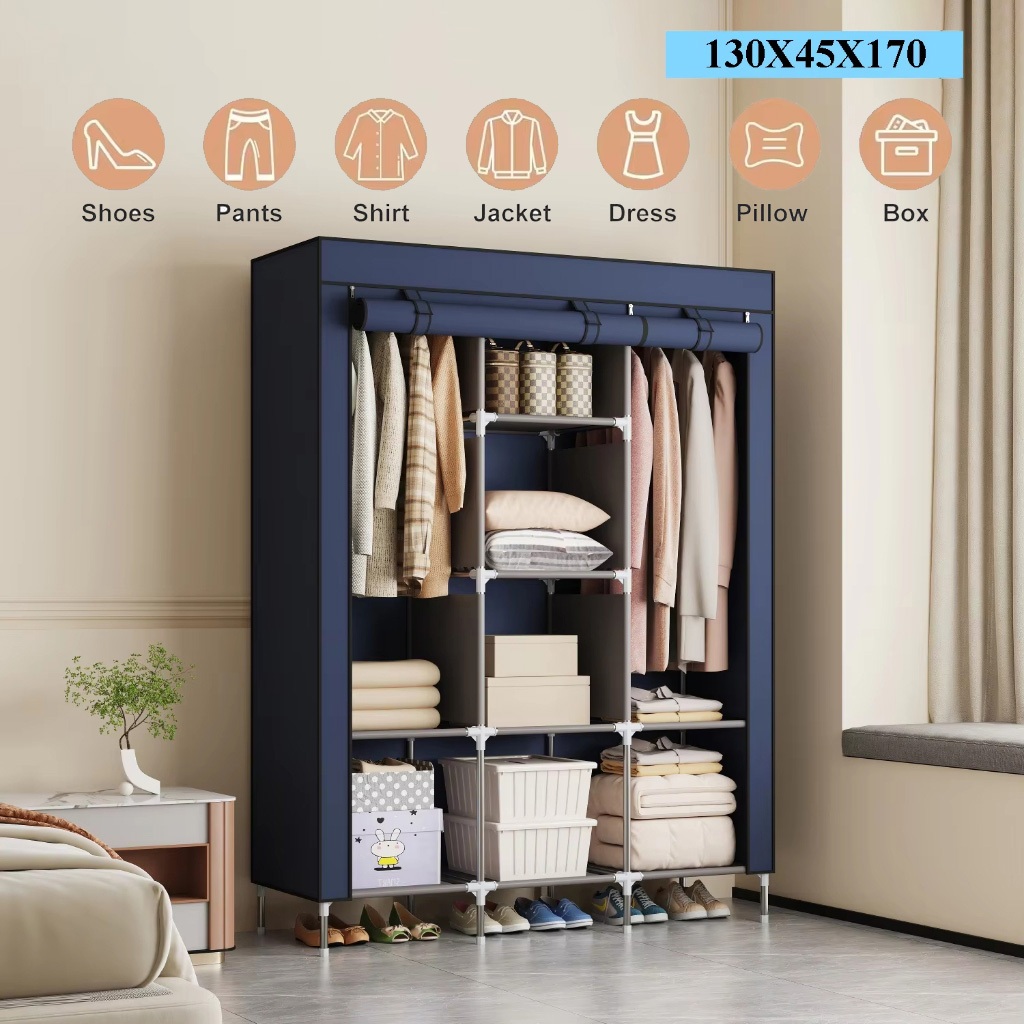 Guarda-Roupa Dobrável Portátil Organizador De Roupas Multiuso Com 4 Divisórias E Zíper