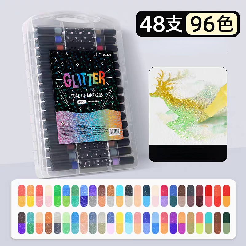 Caneta aquarela fluorescente de 48 cores, caneta marcadora infantil, desenho, arte, aquarela em Oferta na Shopee