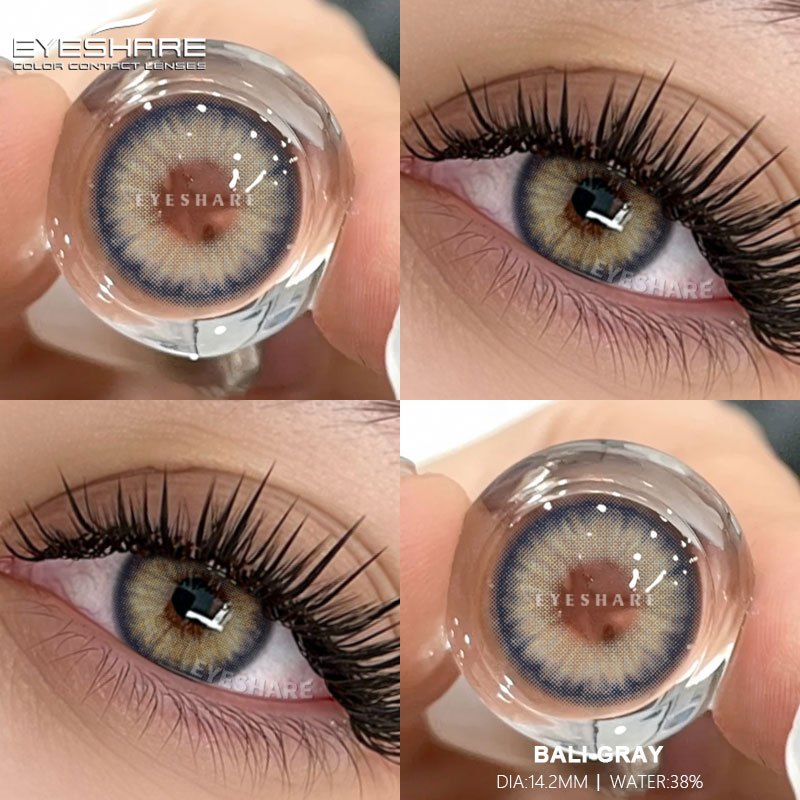 EYESHARE 1 Par De Lentes Cinza , Marrons De Contato De Cor natural Coloridas Verdes , Uso De Um Ano , Maquiagem Para Os