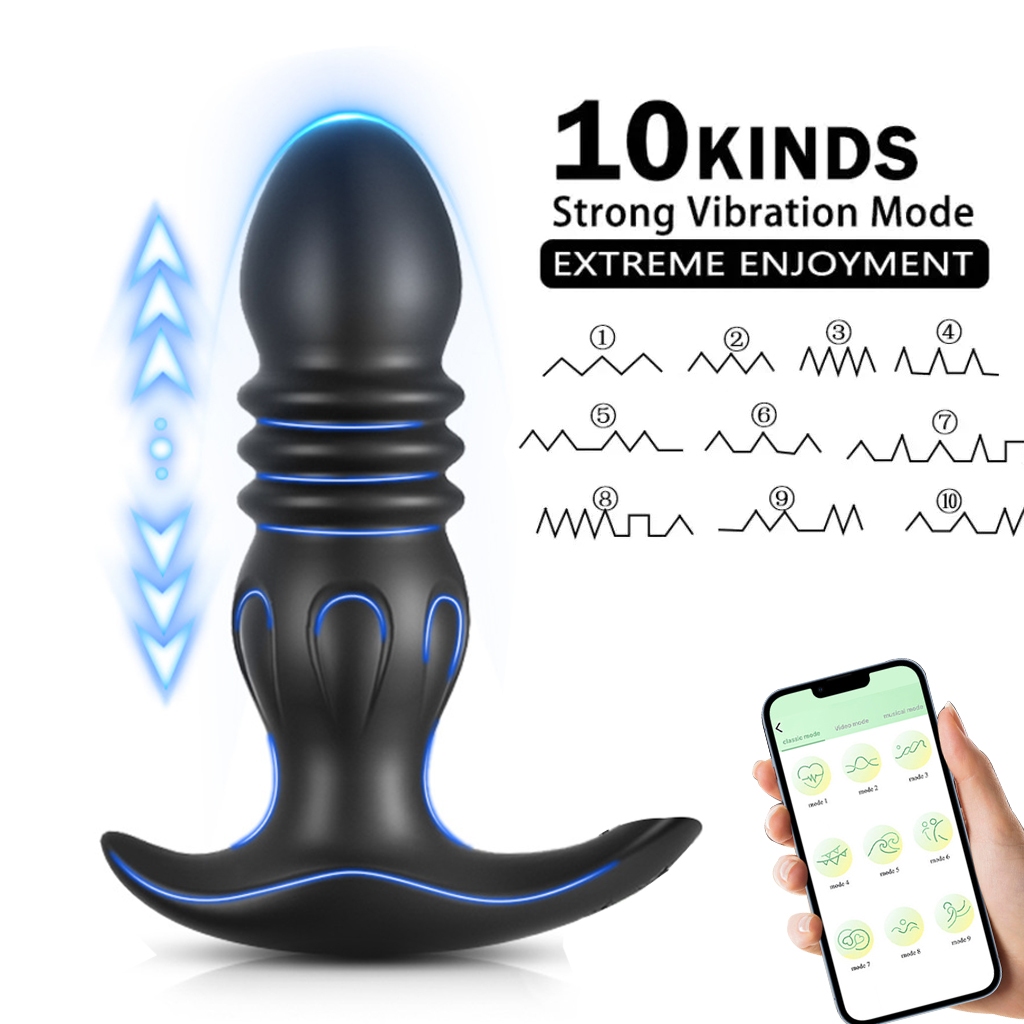 Vibrador De Plugue Anal E Próstata Do Telescópio 10 Modos De Vibração