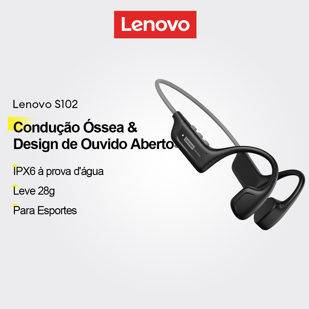 Fones De Ouvido De Condução Óssea Lenovo S102 E Fone Esportivo Com Design De Orelha Aberta IPX6 À Prova D'água Corpo Lev em Oferta na Shopee