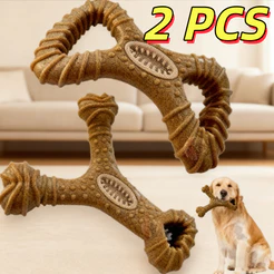 Brinquedo Interativo Osso Mordedor Cachorro Sabor Bacon Maciço E Resistente De Fibra De Trigo