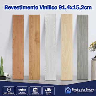 Kit 12 Piso Vinílico Autocolante Adesivo Régua Madeira 94x16cm