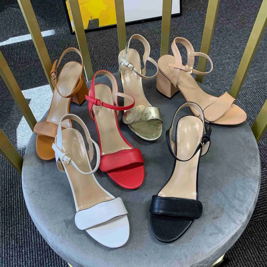 Couro Meados De Salto Alto Senhoras Sandálias Chinelos Moda Tornozelo Fivela Sola De Borracha Mules Verão Praia Sexy Sap