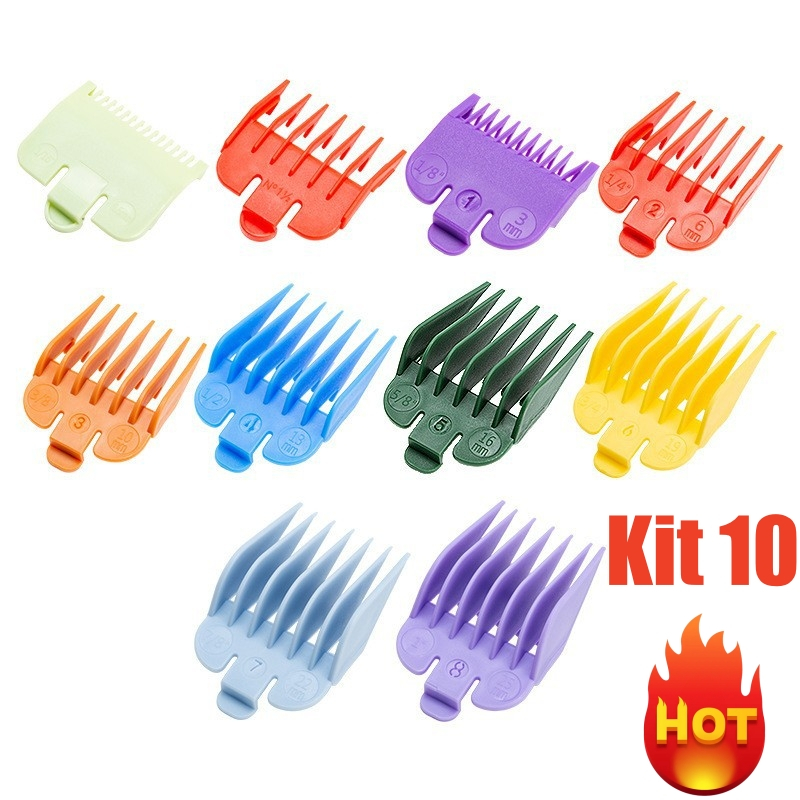 Kit Com 10 ou 3 Peças Pente De Reposição Colorido Para Cortar Cabelo, Guias de 1.5 a 22mm para Máquina de Corte