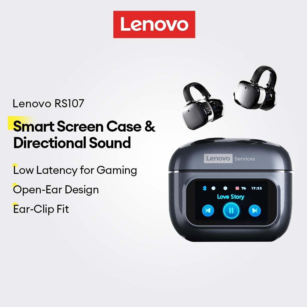Lenovo RS107 Fones De Ouvido Abertos E Sem Fio Com Capa De Tela Inteligente Som Direcional Mais Baixa Latência Para Jogo
