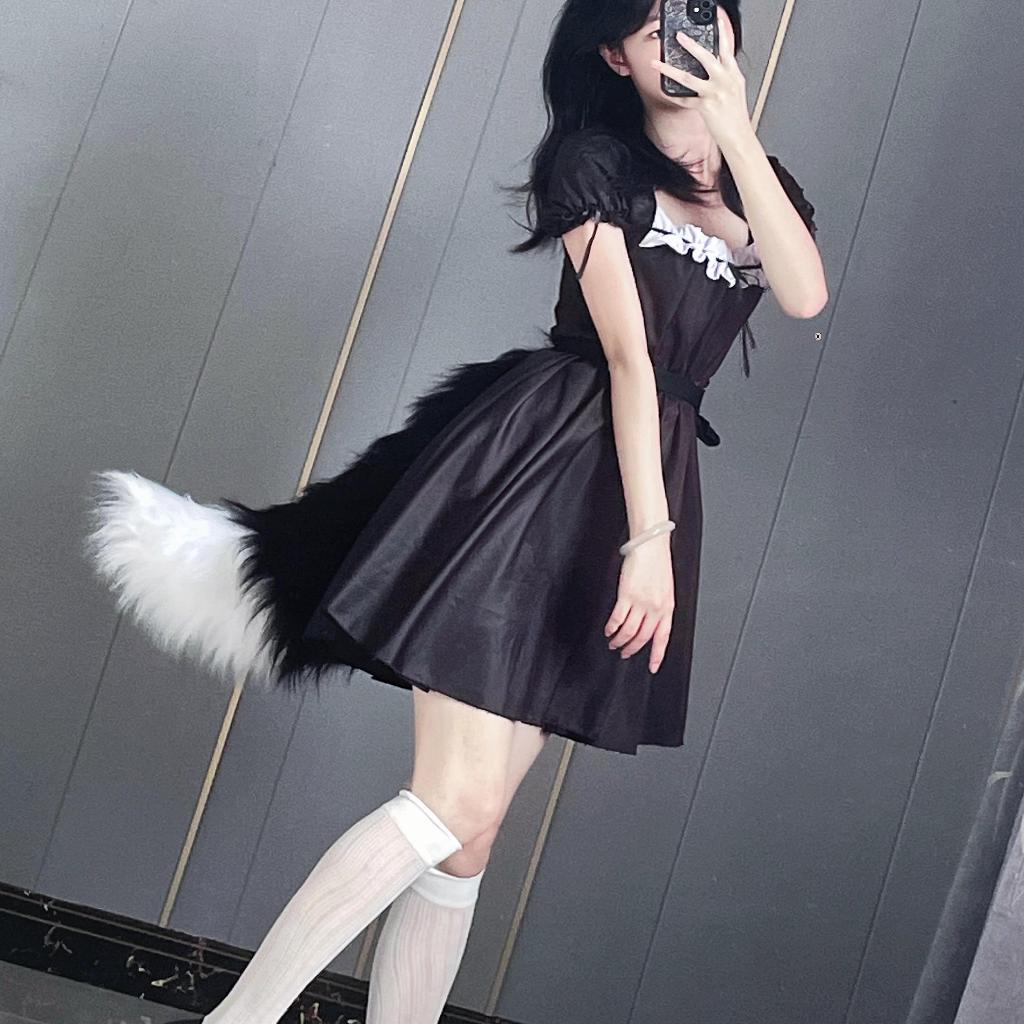Feito à mão animal orelha cauda animal de pelúcia cosplay acessórios adereços raposa cauda lobo cauda raposa menina loli