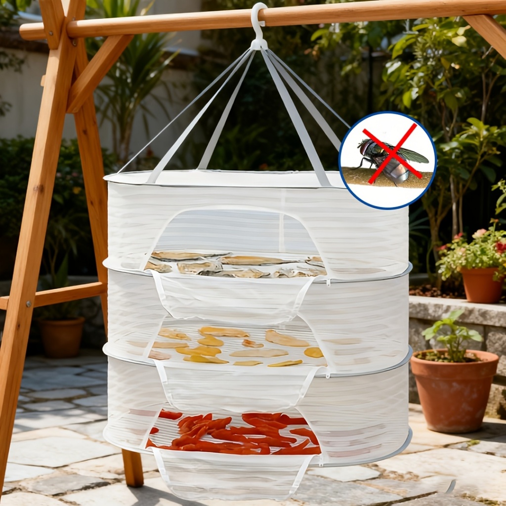 Rede De Secagem De Vegetais Seca Três Camadas Anti-Mosquito Peixes Forte E Durável Produtos Secos em Oferta na Shopee