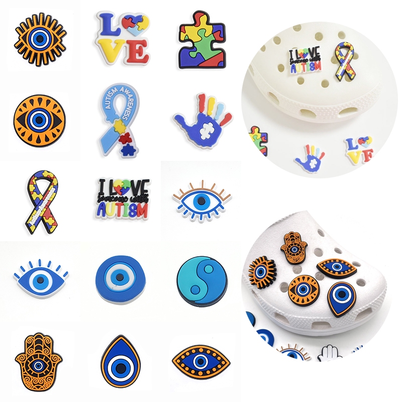 BLJE PVC Sapato Encantos Acessórios Olhos Decoração Moda Fivelas Para Tamanco Sandálias Pino Presentes De Aniversário Fi