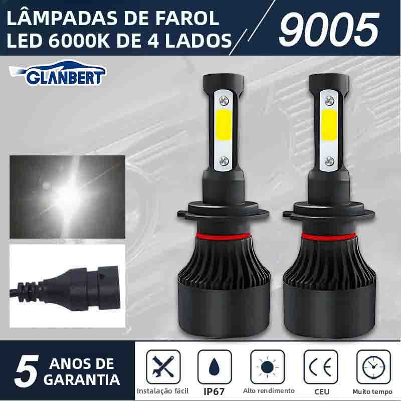 2 Pçs Novo 4 Lados 18000LM H4 H7 Faróis LED Do Carro H8 H11 9005 HB3 9006 HB4 Farol Kit Luzes Lâmpadas Para Automóvel em Oferta na Shopee