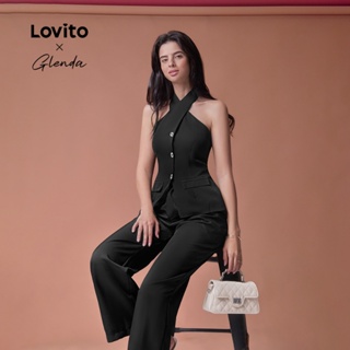 Lovito x Glenda RefineBlusa Casual Blusa Lisa Com Botões Para Mulheres LR2LD039 em Oferta na Shopee