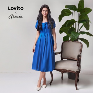Lovito x Glenda Vestido Casual Plissado Com Cadarço Vestido De Verão/Primavera Para Mulheres LBL23071 em Oferta na Shopee
