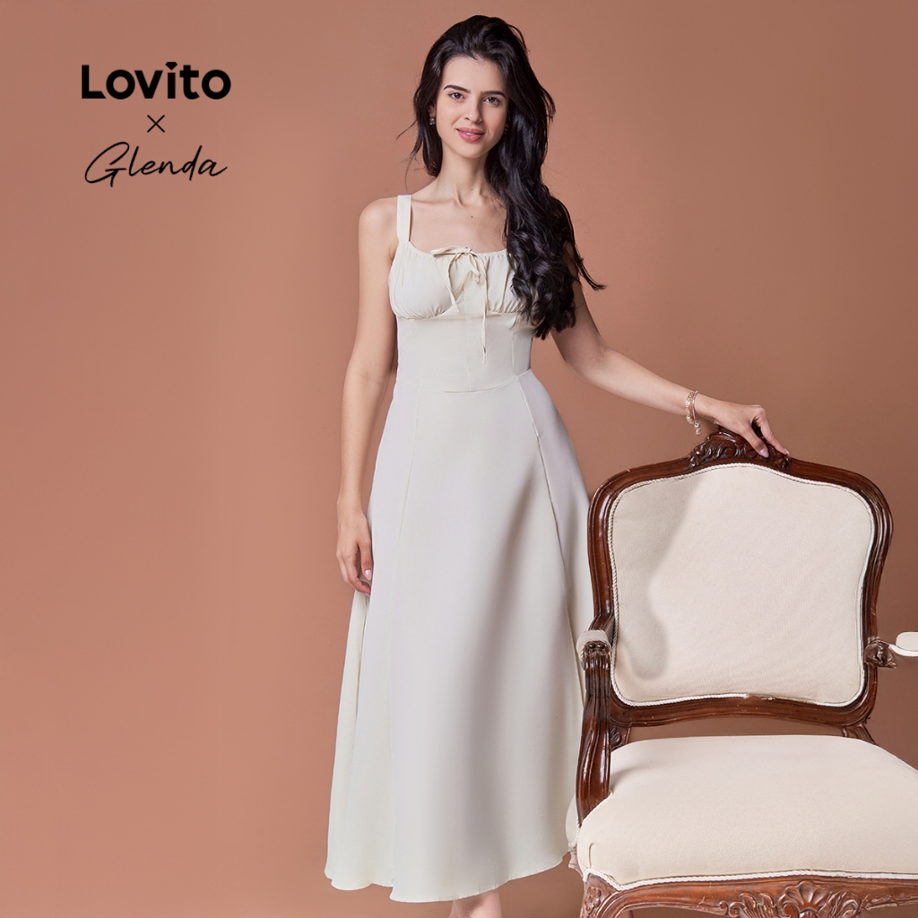 Lovito x Glenda Vestido Elegante Com Amarração Frontal E Costas, Vestido De Verão Para Mulheres L74ED185 em Oferta na Shopee