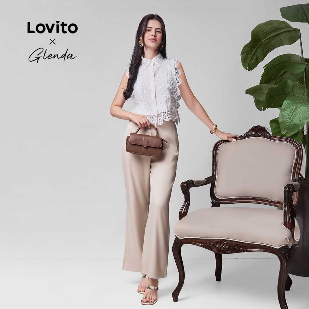 Lovito x Glenda Calça Casual Calça Bolso Simples Para Mulheres L67AD135 (Cáqui) em Oferta na Shopee