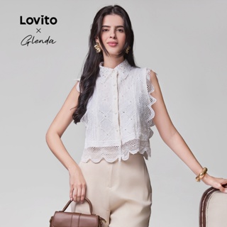 Lovito x Glenda RefineTop Casual De Renda Regata Feminina Para O Verão/primavera LR2AD066 em Oferta na Shopee