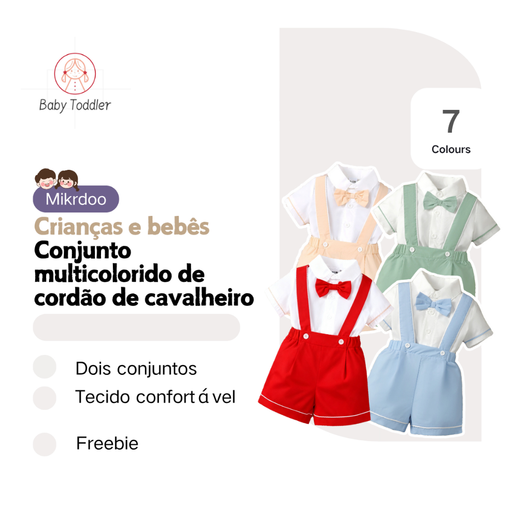 0-3 Anos Conjunto Formal De Baby Boy Toddler 2ps Estilo Acadêmico Camisa Polo De Manga Curta Com Batismo De Batizado