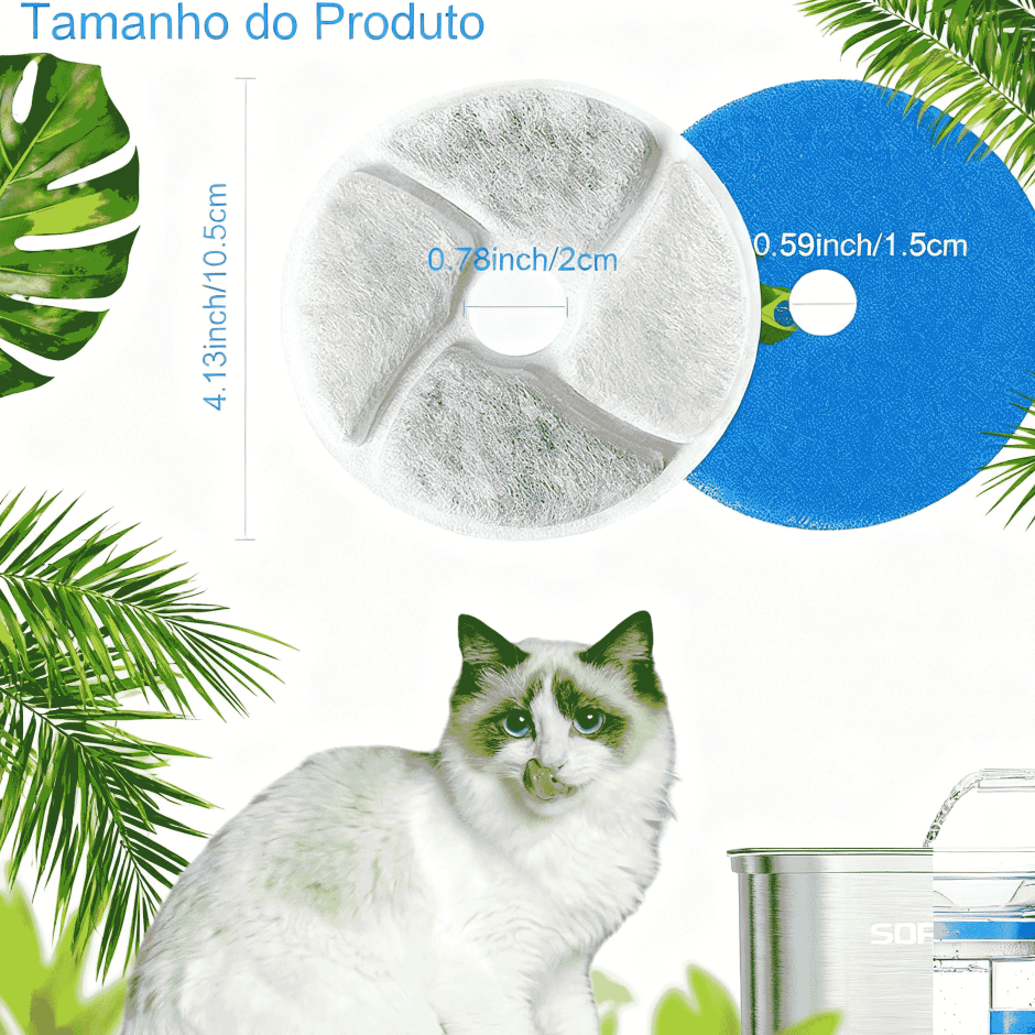 Dispensador de água para gatos, elemento filtrante de carvão ativado, dispensador de água para animais de estimação, fil em Oferta na Shopee
