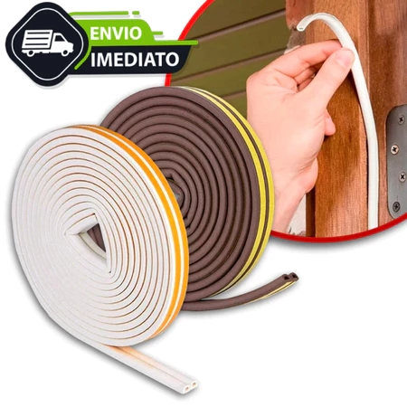 Fita Veda Fresta Adesivo Branco Marrom 6 Metros Anti Ruido Isolante Acústico Porta e Janela anti ruído barulho inseto