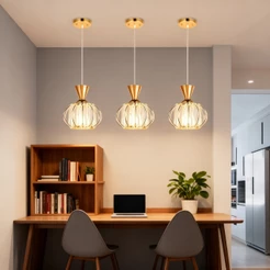 KIT 3 Luz Lâmpada De Teto Simples Nordic Metal Cristal Lustre Dupla Tensão 3 Cores