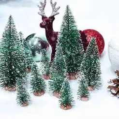 25 Pçs Árvores De Natal Artificiais Em Miniatura 5 Tamanhos Seda Sisal + Madeira Com Base De Para Decoração DIY Festa Ar