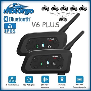V6 PLUS Intercomunicador Mais Fone De Ouvido De Capacete De Motocicleta Bluetooth Com Interfone BT De 1500M Para 6 Pilot