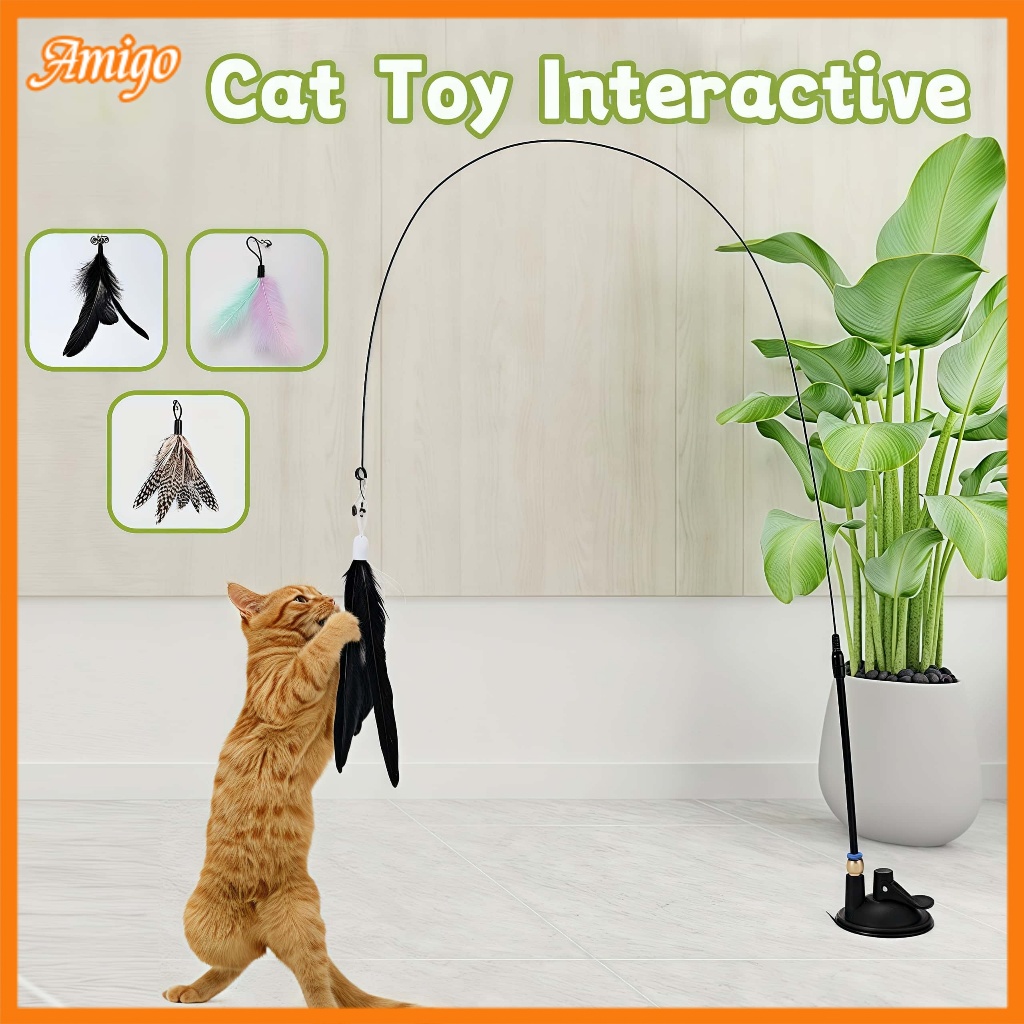 Simulação De Gato Divertida Interativa Pena E Sino Vara Brinquedo Gatinho Brincar Produtos