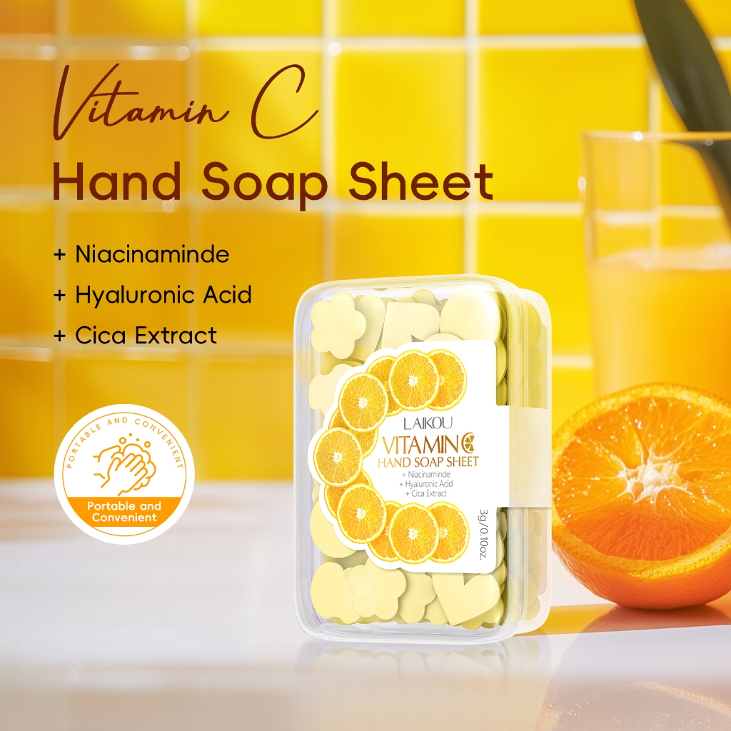 LAIKOU Vitamina C Sabão Para As Mãos Limpeza Suave Hidratante Portátil 3g