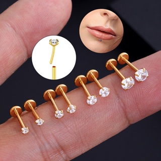 Kit 4 Piercing Labret Push Pin Zircônia Helix Tragus Conch Helix Nariz Orelha Hipoalergênica em Oferta na Shopee