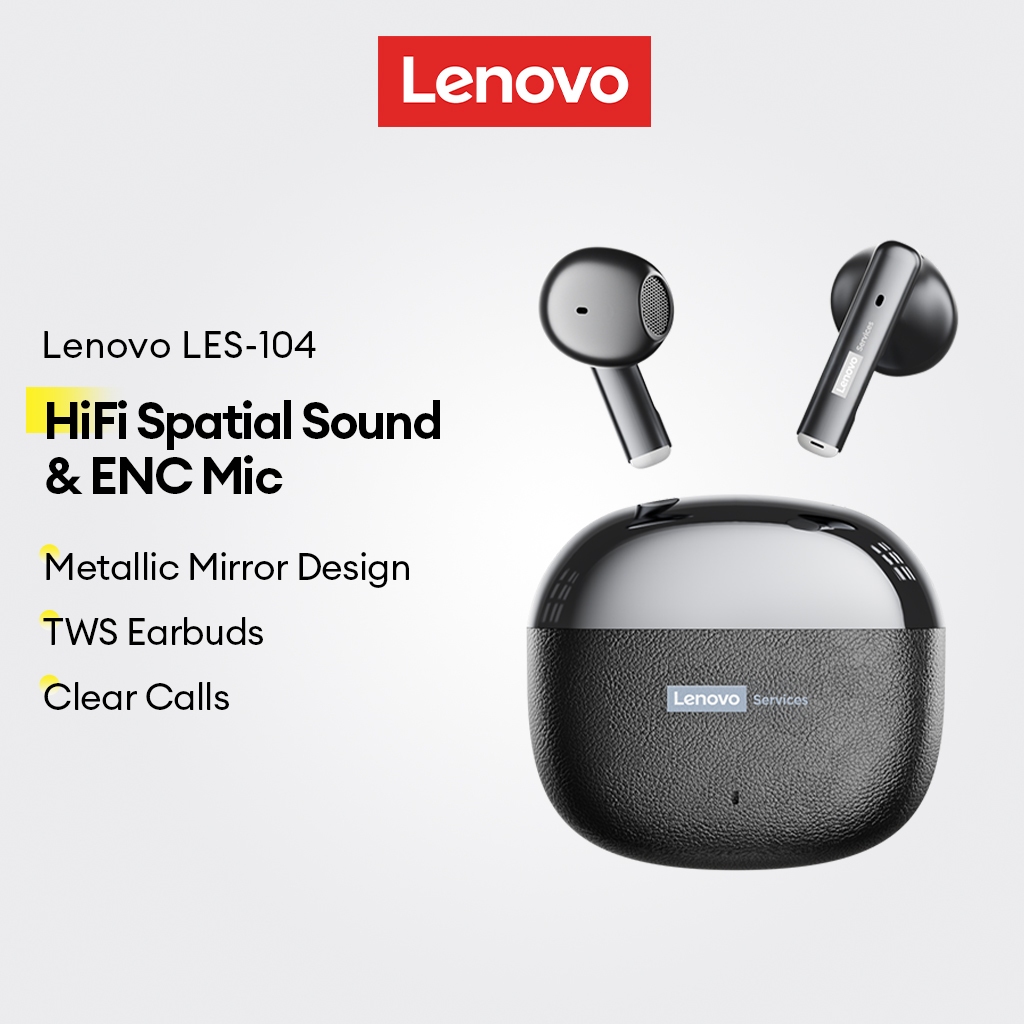 Fones De Ouvido Lenovo LES-104 TWS E Bluetooth Sem Fio Com Som Espacial HiFi Microfone ENC Para Chamadas Claras Design D
