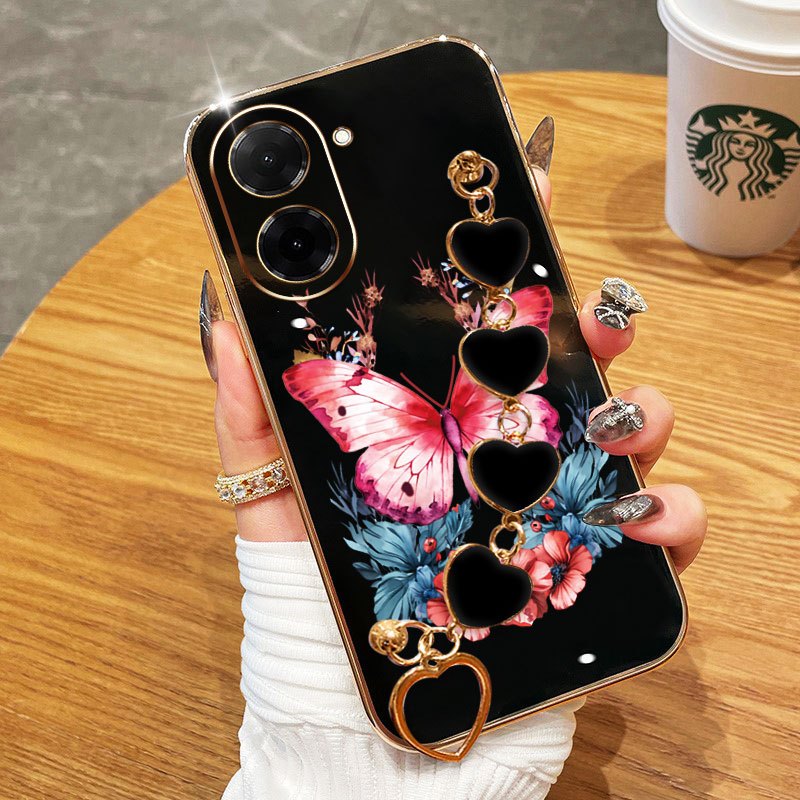 Capa De Telefone YBD Para Redmi A5 4G Xiaomi POCO C71 F7 5G Pulseira Em Formato De Coração Com Linda Borboleta