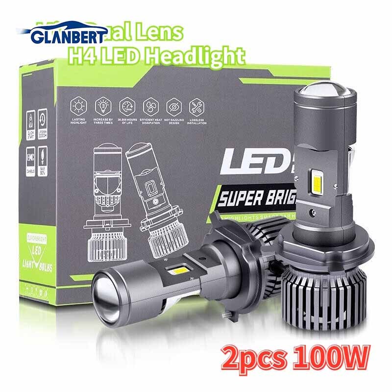 Novo Design 2 Pçs H4 Mini Bi-LED Lente Do Projetor Hi-Lo Feixe Lâmpada Farol Retrofit Motocicleta Luz Lâmpadas Carro