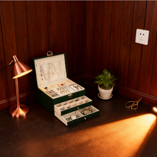 Caixa Organizadora De Jóias Feminina Em Couro Com 3 Camadas/Anéis/Relógio em Oferta na Shopee