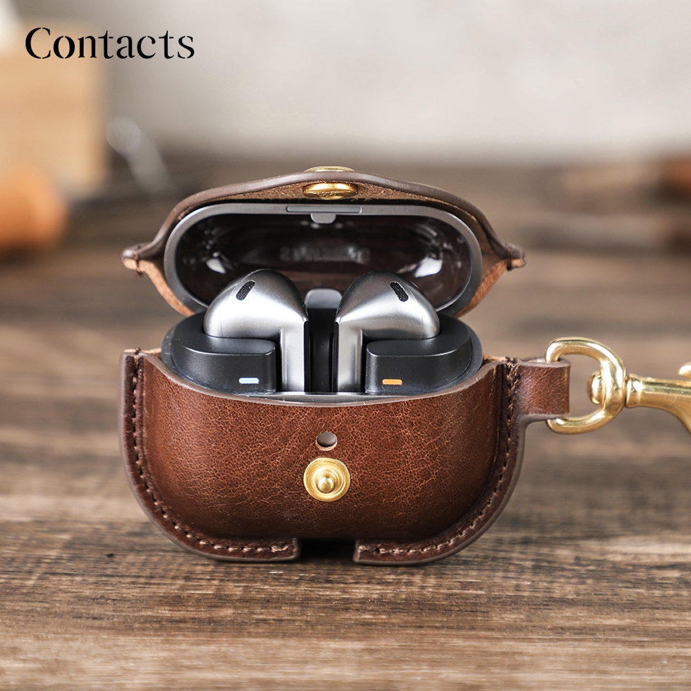 CONTACTS Capa De Couro Genuíno Para Samsung Galaxy Buds 3 Pro Fone De Ouvido Sem
