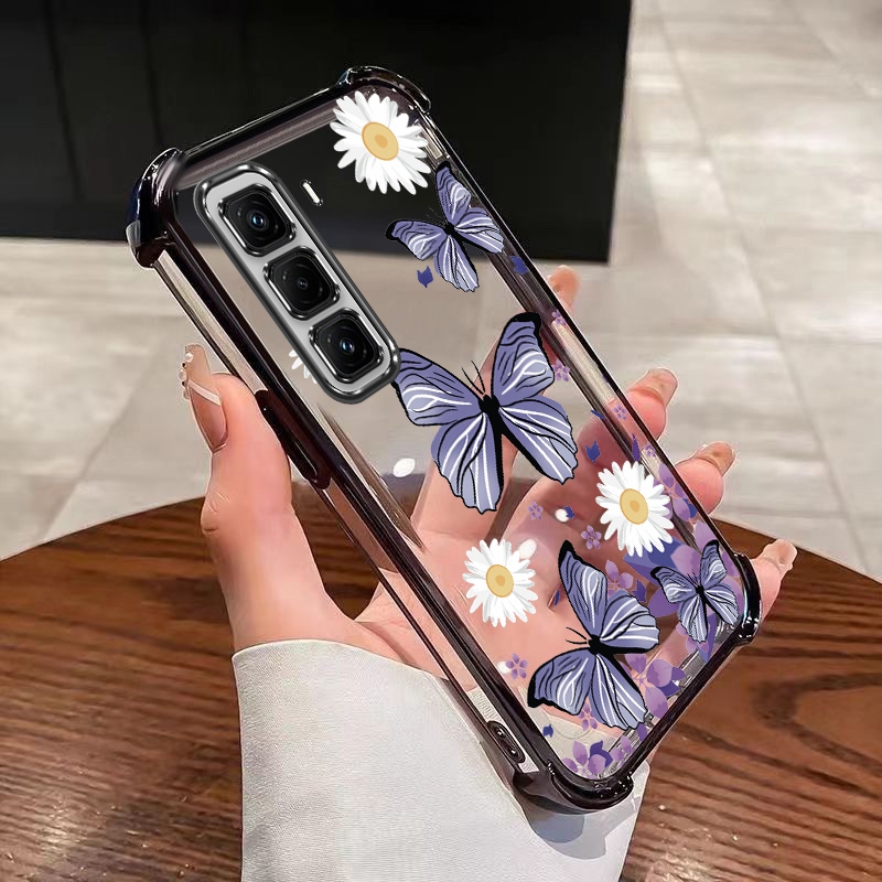 infinix Hot 60 Pro + Hot60i 50i 50 Flores Borboleta Ar Travesseiro Embalagem À Prova De Choque Capa Pára-Choques Caso em Oferta na Shopee