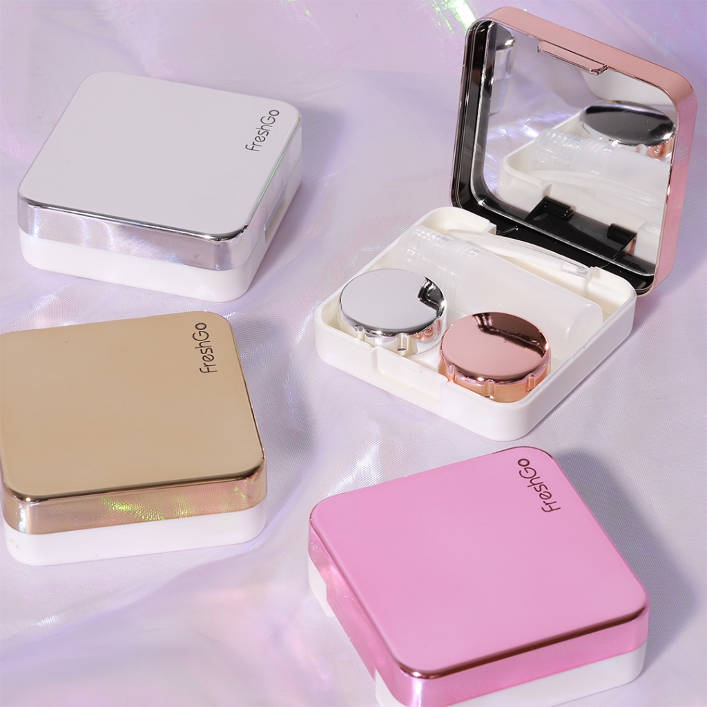 Acessórios De Contato Freshgo Com Estojo Para Lentes + Espelho Cosmético + Pinça Em Bastão + Garrafa De Solução