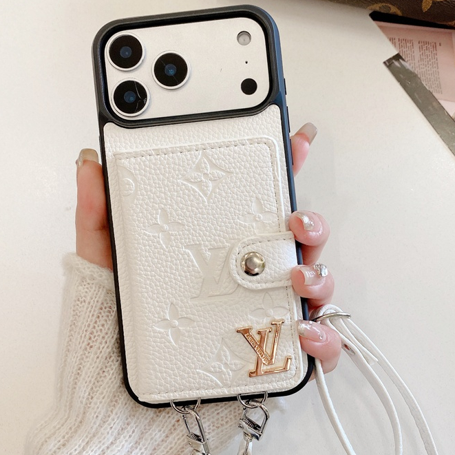 Marca De Moda Etiqueta De Metal Caixa De Cartão Cordão Capa De Couro De Luxo Para iPhone 17 16 15 14 13 12 11Pro Max Plu