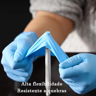 Luva Nitrilica Descartavel Sem Pó 100 unidades Resistente Ambidestro em Oferta na Shopee