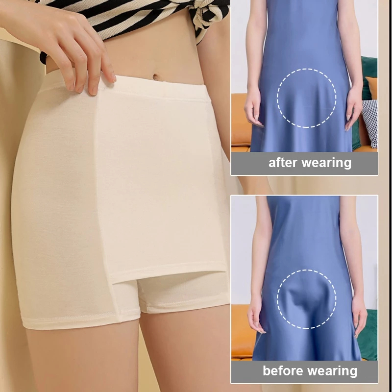 Flarixa Mulher Calção De Segurança De Seda Gelada Cintura Alta Dupla Camada Sob Saia Slim Fit Calça Sem Costura Verão Bo