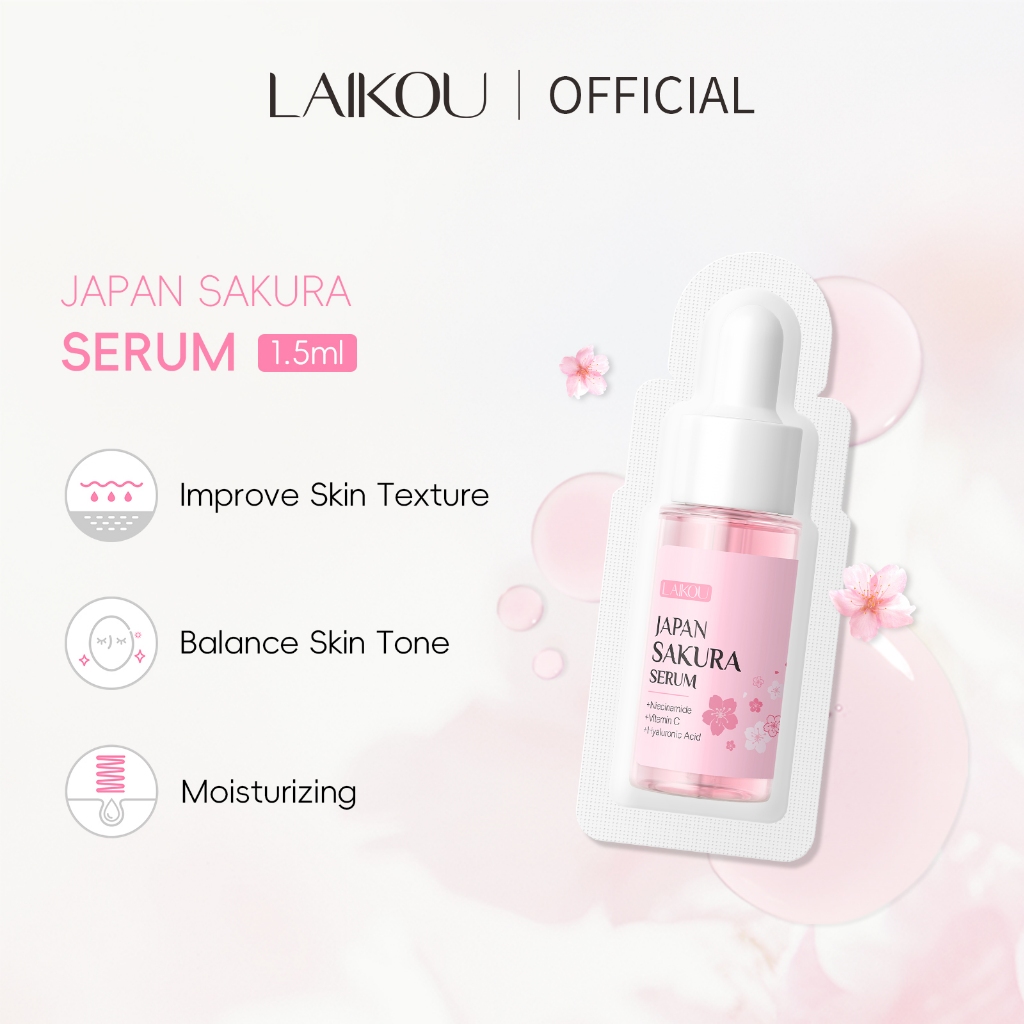 LAIKOU 1,5ml Sakura Whitening Facial Serum Sachet Soro Branqueador Rugas Suaves Para Cuidados Com A Pele Dullness