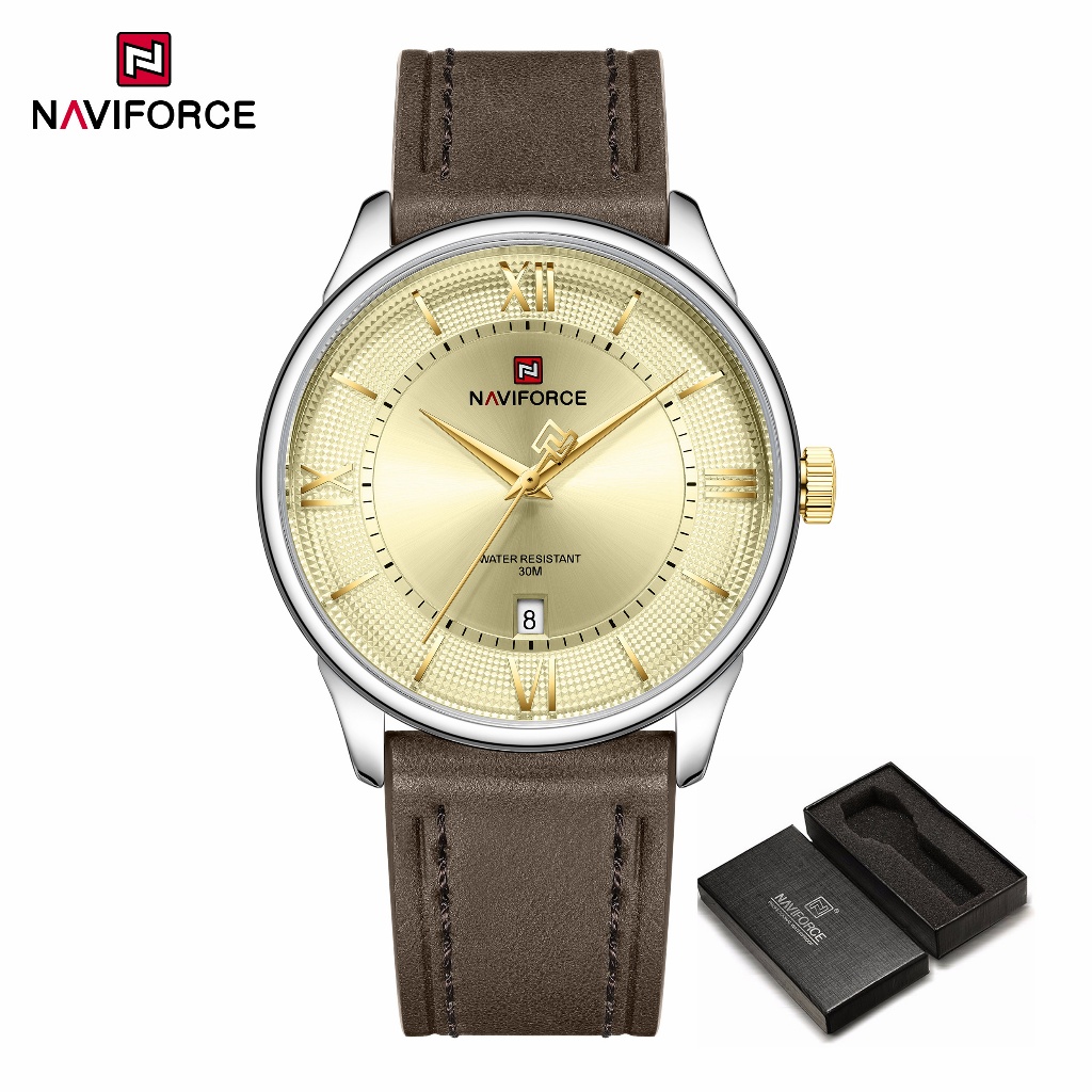 NAVIFORCE 9272 Movimento De Calendário De Quartzo Relógio Masculino Com Mostrador Numeral Romano