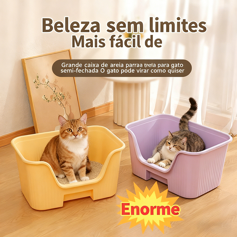 Caixa De Areia Pequena Para Gatinhos Até 2.3 Kg | 30x30x15cm Semifechado