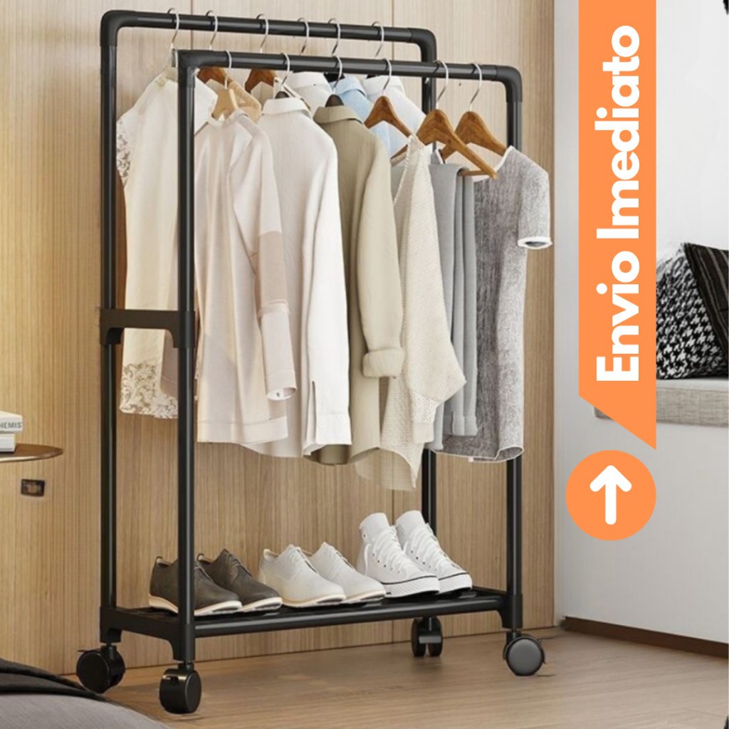 Cabideiro Arara Dupla De Roupas Organizador Multiuso Armário em Oferta na Shopee