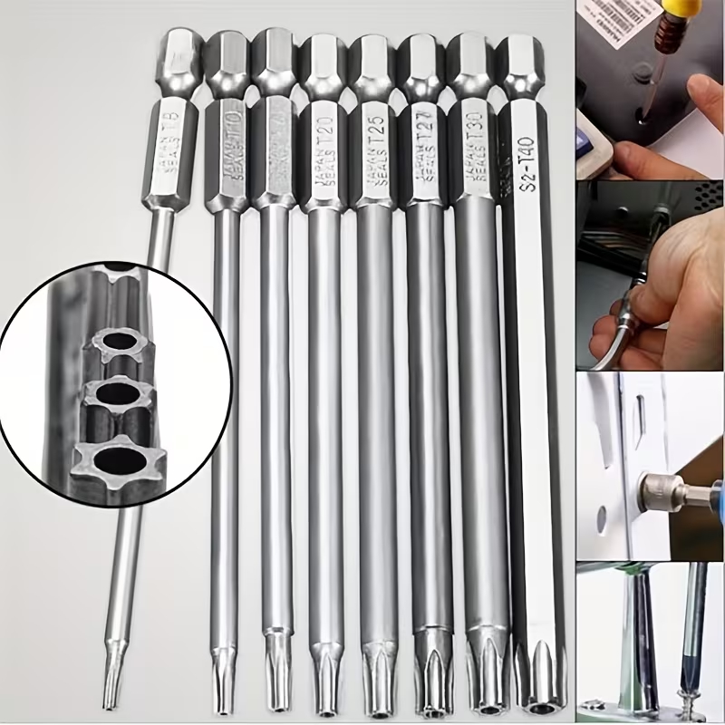 kit 11 chaves bits torx 100mm Compatíveis com parafusadeiras, chaves manuais e elétricas