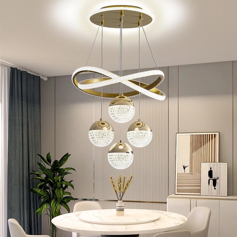 Lustre De Teto Com Destaque LED De 3 Cores De Luxo Escandinavo (Luz Quente Branca Neutra) 110/220V