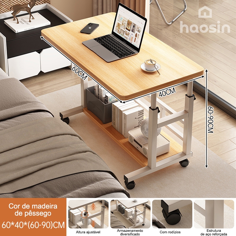 Mesa ajustável dobrável, mesa de cabeceira multifunctional, mesa de notebook lateral com ajuste de altura