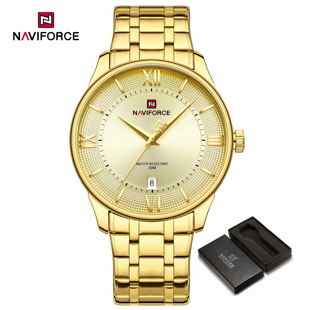 NAVIFORCE 9272 Movimento De Calendário De Quartzo Relógio Masculino Com Mostrador Numeral Romano