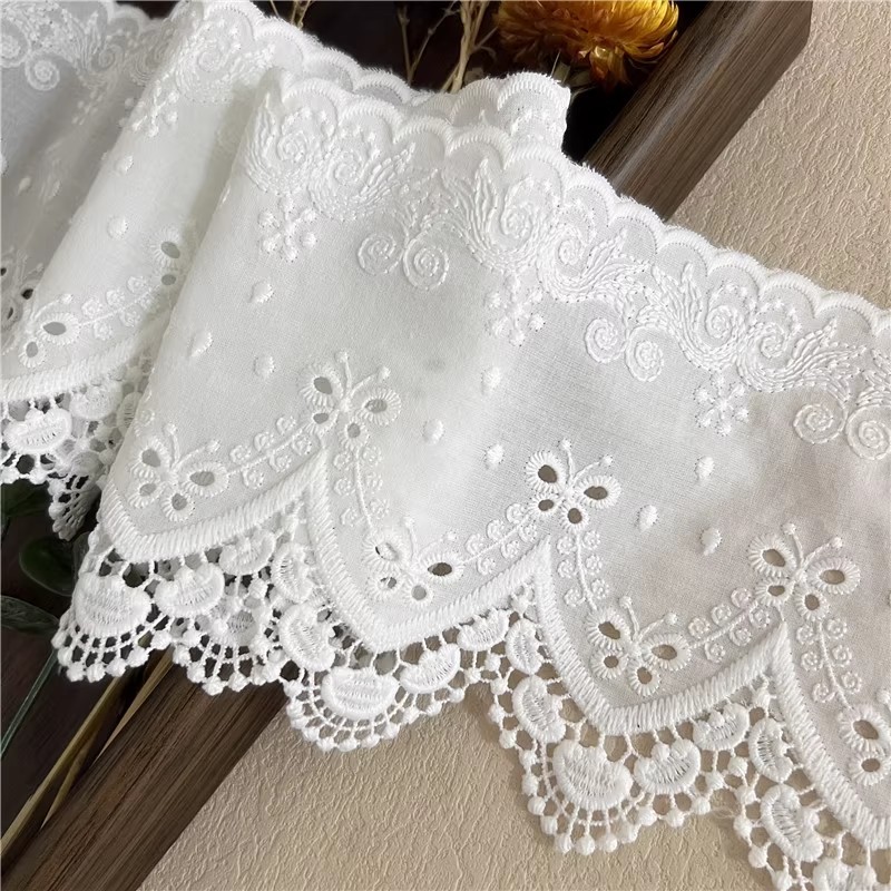 1 jarda dupla camada plissada branco Chiffon acessórios de renda renda renda artesanal diy saia decoração 8cm Material c