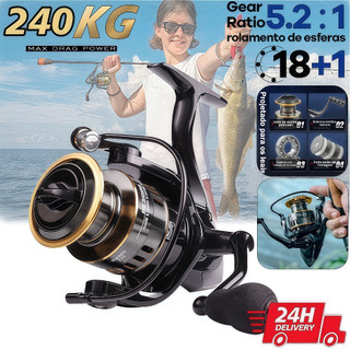 Molinete De Pesca De Metal EVA HD1000-7000 Max Arraste 10kg Cana Em Água Salgada